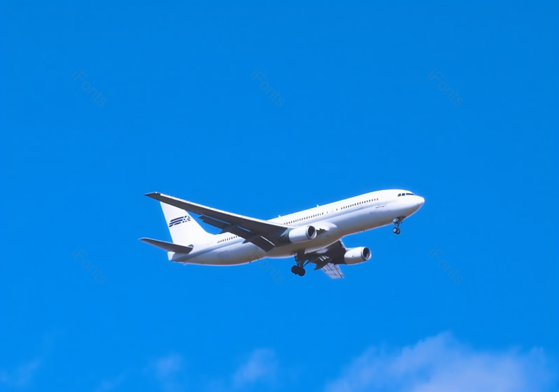 在蓝色天空上平稳飞行的客运飞机蓝色背景,高清,摄影图,摄影图片,图片大全,摄影图免费下载